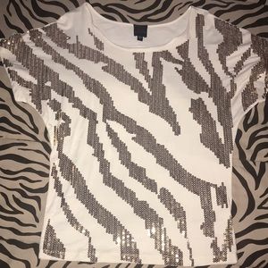 Gold sequin zebra top